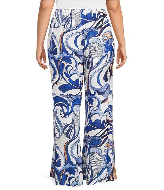 Bryn Walker Plus Osca Printed Elastic Waist Wide Leg Pull-On Pants Product Image