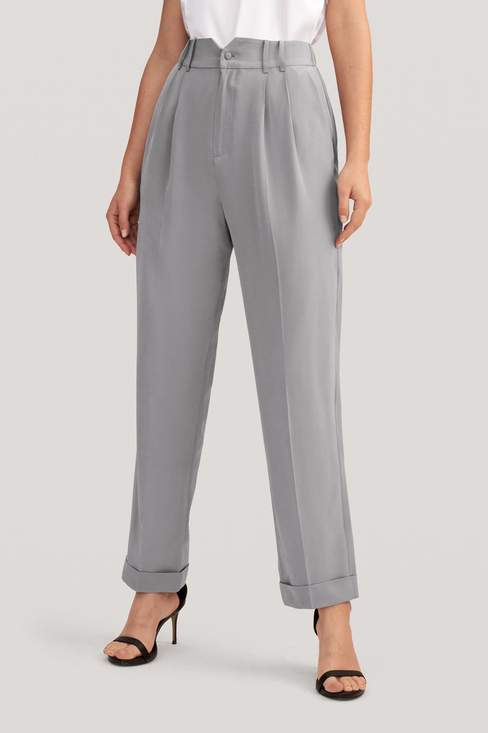 Tucked Tapered Silk Pants Product Image