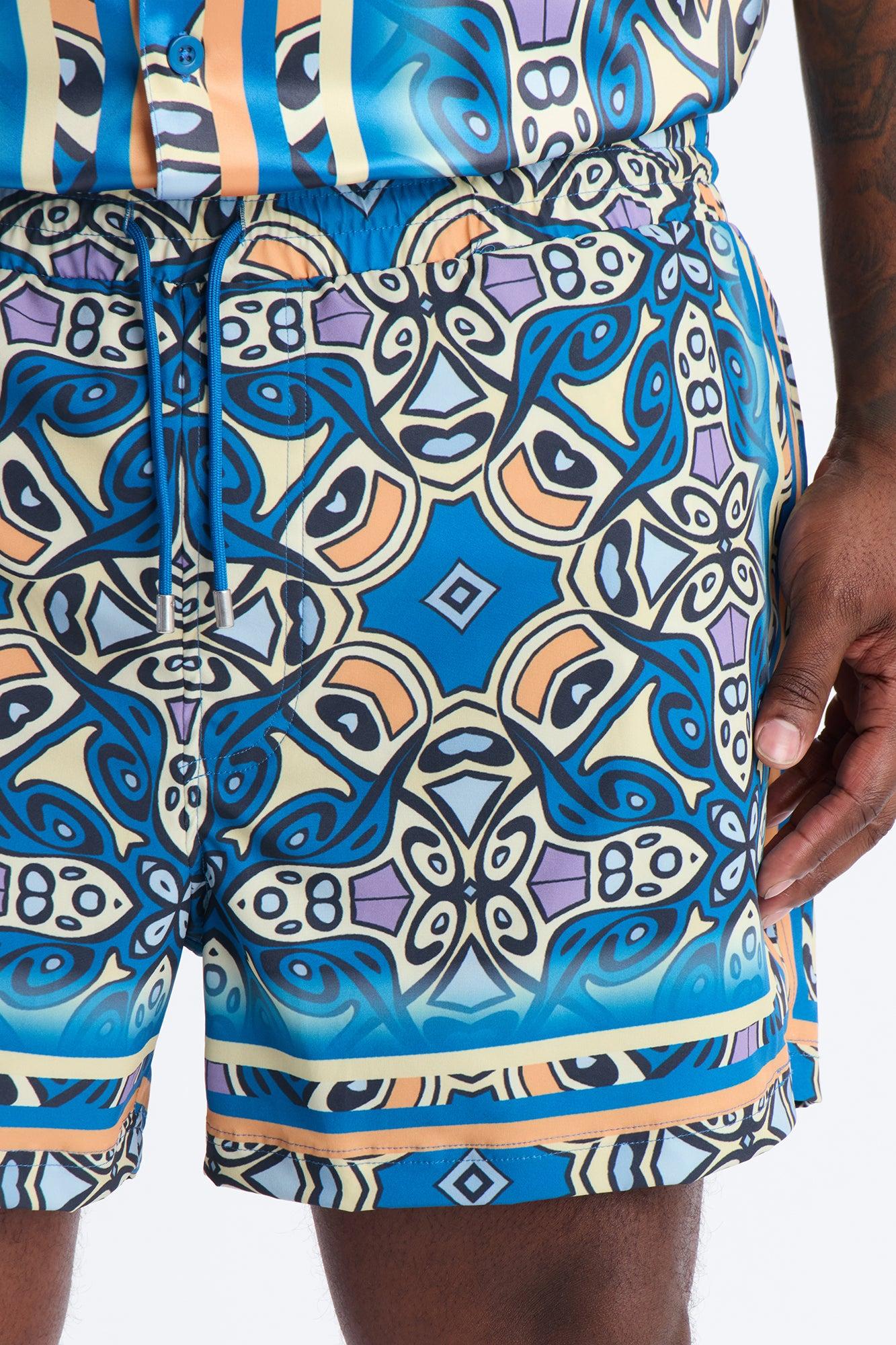 Mosaic Resort Printed Swim Trunk 4″ - Multi Color Product Image