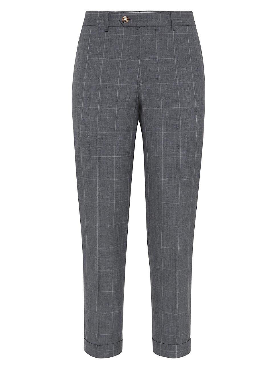 Mens Super 120s Virgin Wool Overcheck Formal Fit Trousers Product Image