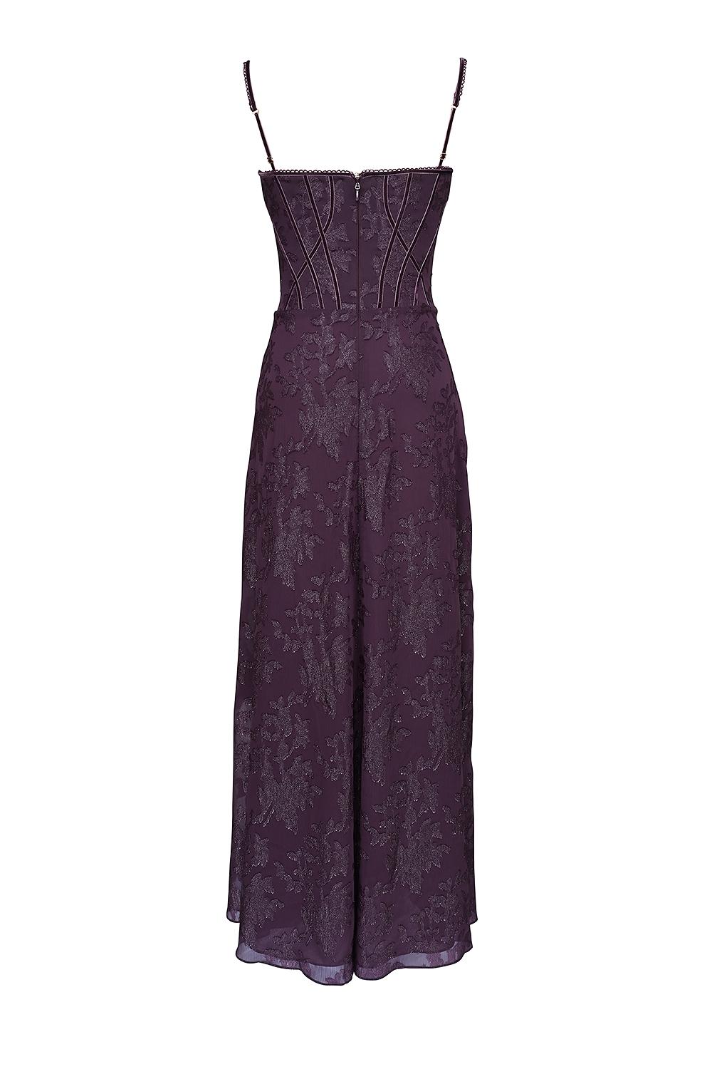 Esme  grape lurex chiffon maxi dress Product Image