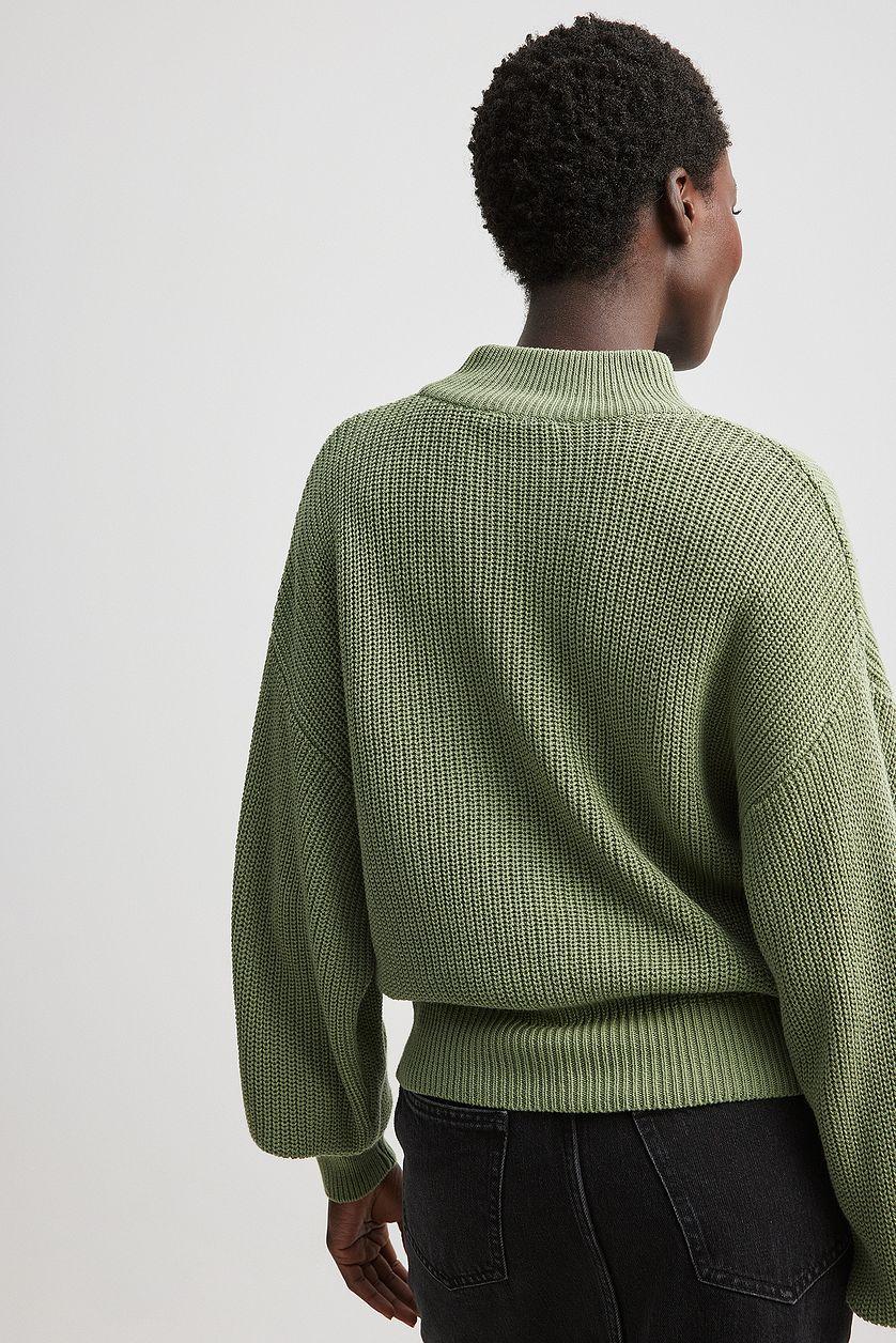 Volume Sleeve High Neck Knitted Sweater Product Image