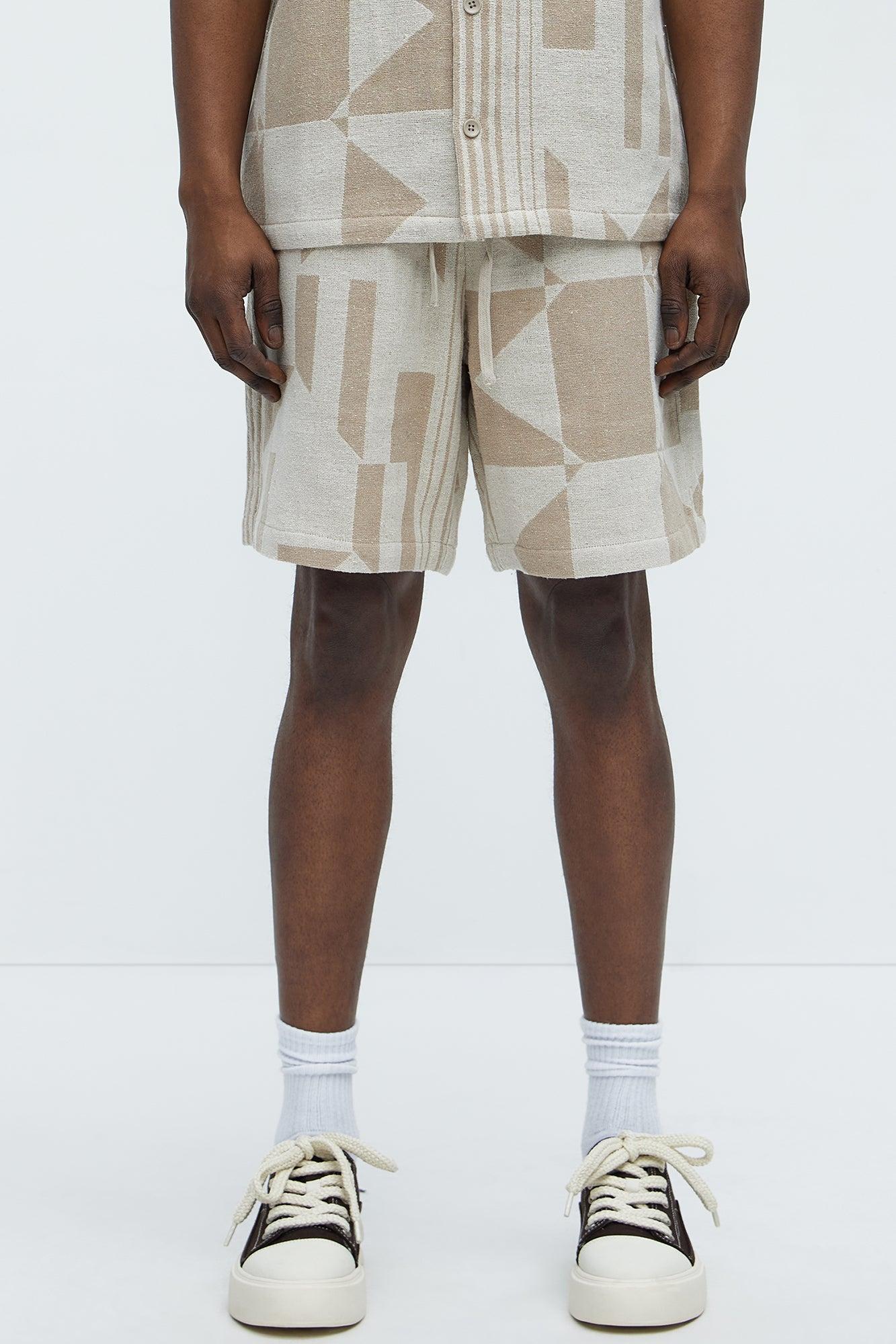 Abstract Relaxed Shorts - Cream/combo Product Image