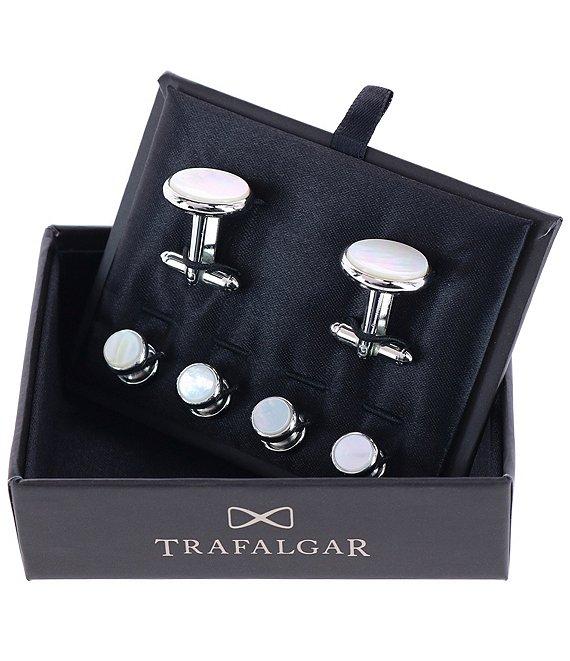 Trafalgar Sutton Round Mother Of Pearl Formal Cuffs & Links 6-Piece Set Product Image