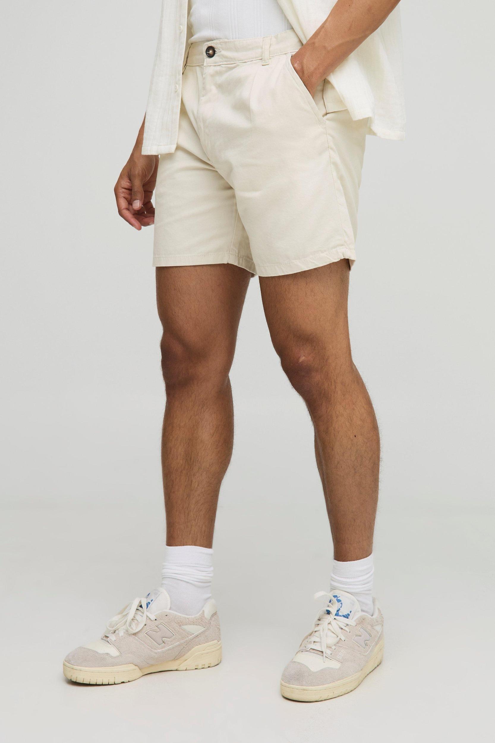 Relaxed Fit Chino Shorts in Stone | boohooMAN USA Product Image