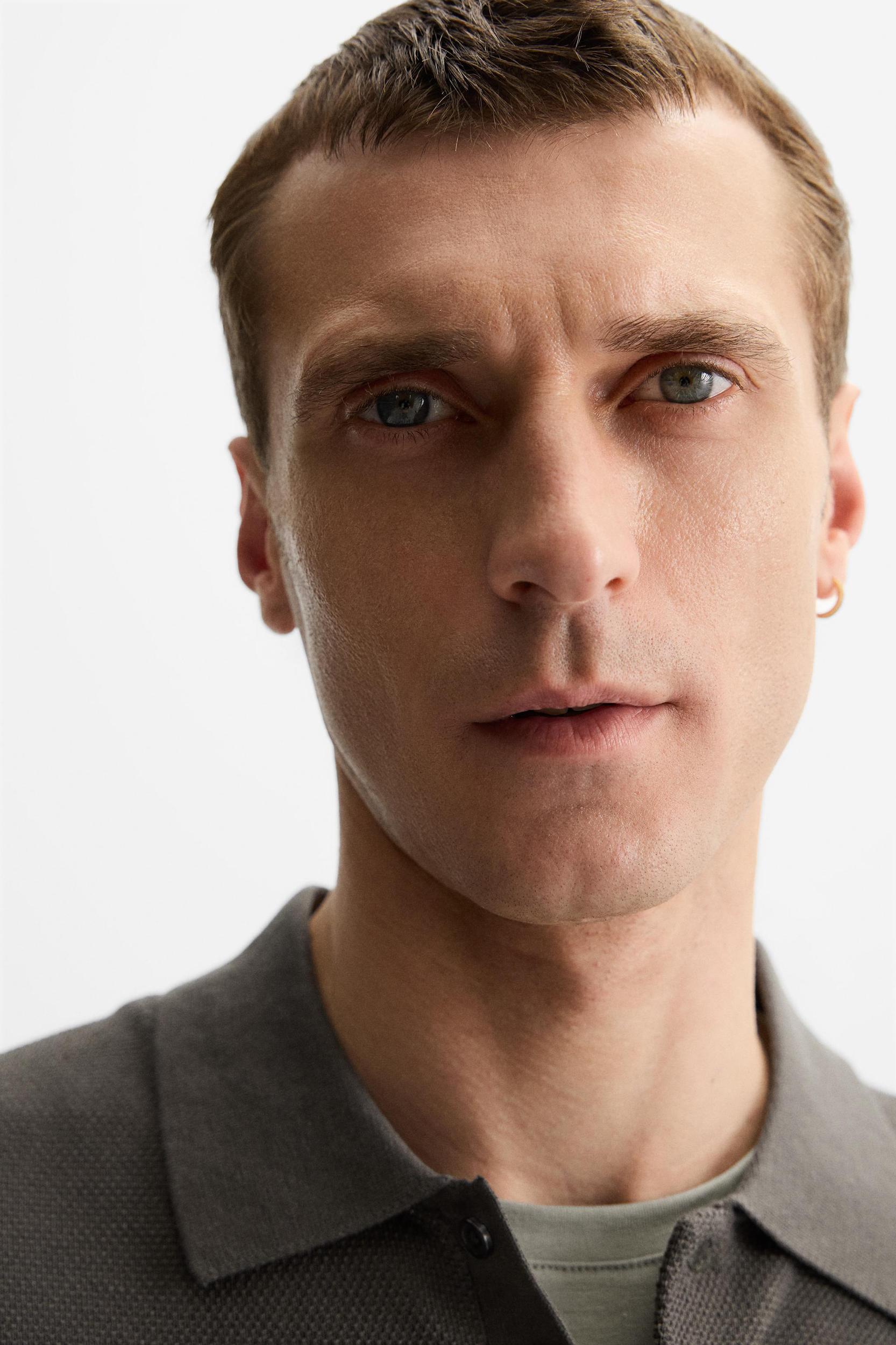 SILK COTTON KNIT POLO Product Image