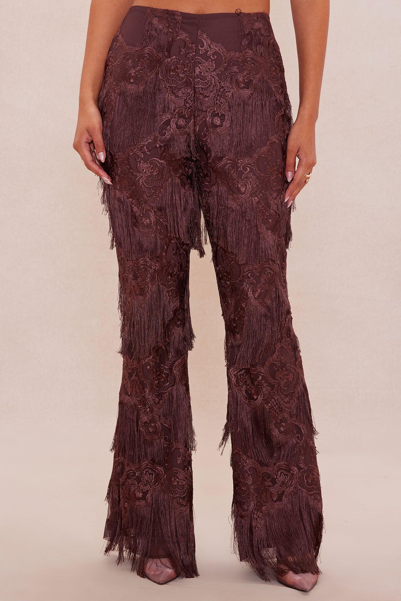 Dolly Fringe Flare Pant - Chocolate Female Product Image