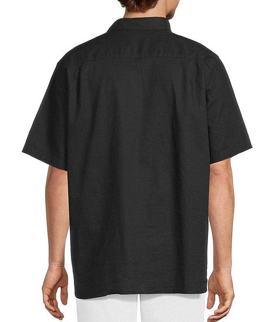 Caribbean Big & Tall Solid Short Sleeve Linen Blend Woven Shirt Product Image