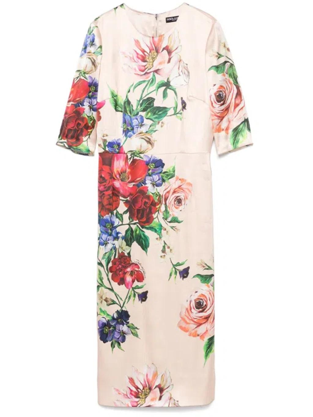 DOLCE & GABBANA Women Flower Print Midi Dress In Neutral Product Image
