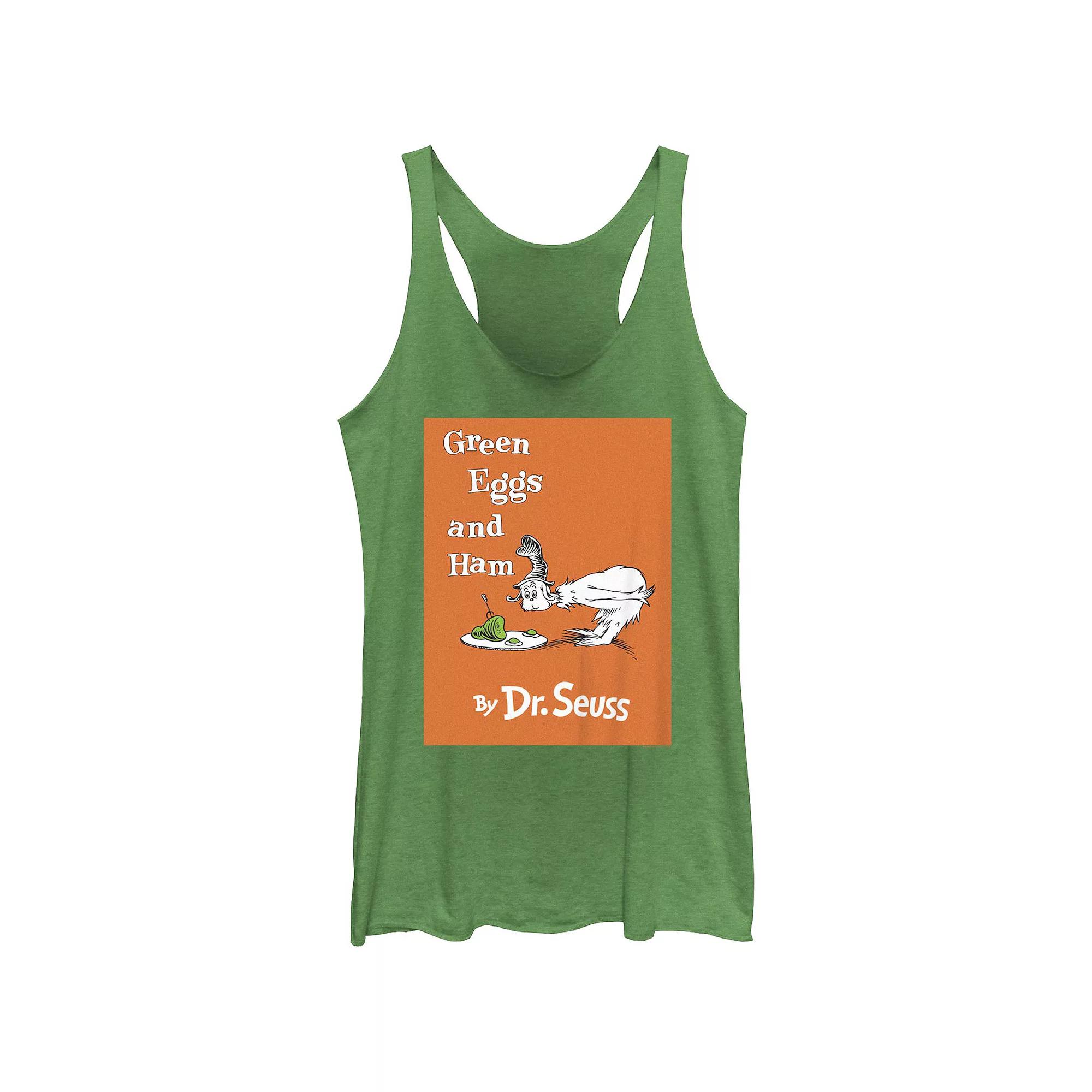 Juniors' Dr. Seuss Green Eggs And Ham Book Cover Racerback Tank Top, Girl's,  Product Image