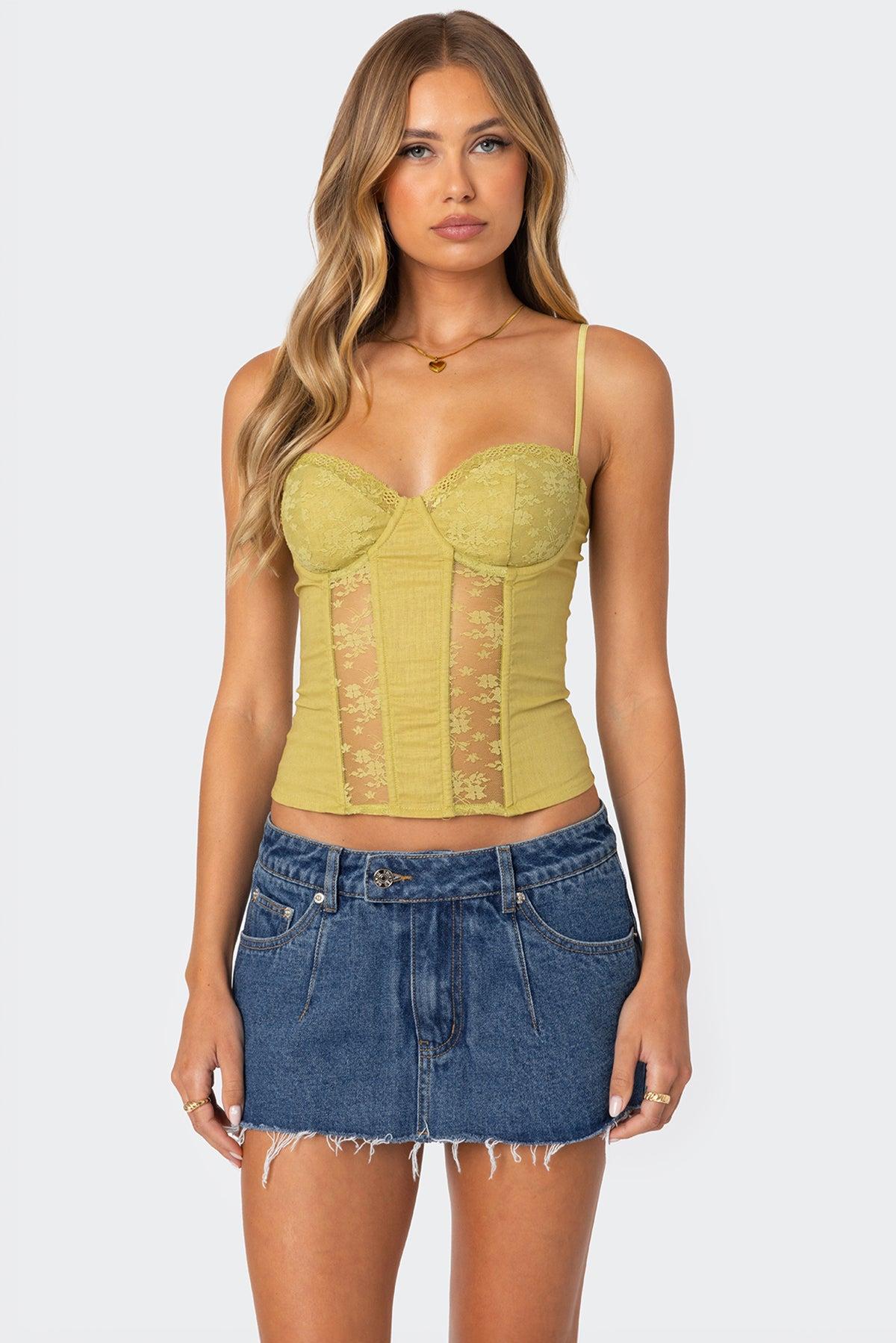 Avena Linen Look Lacey Corset Product Image