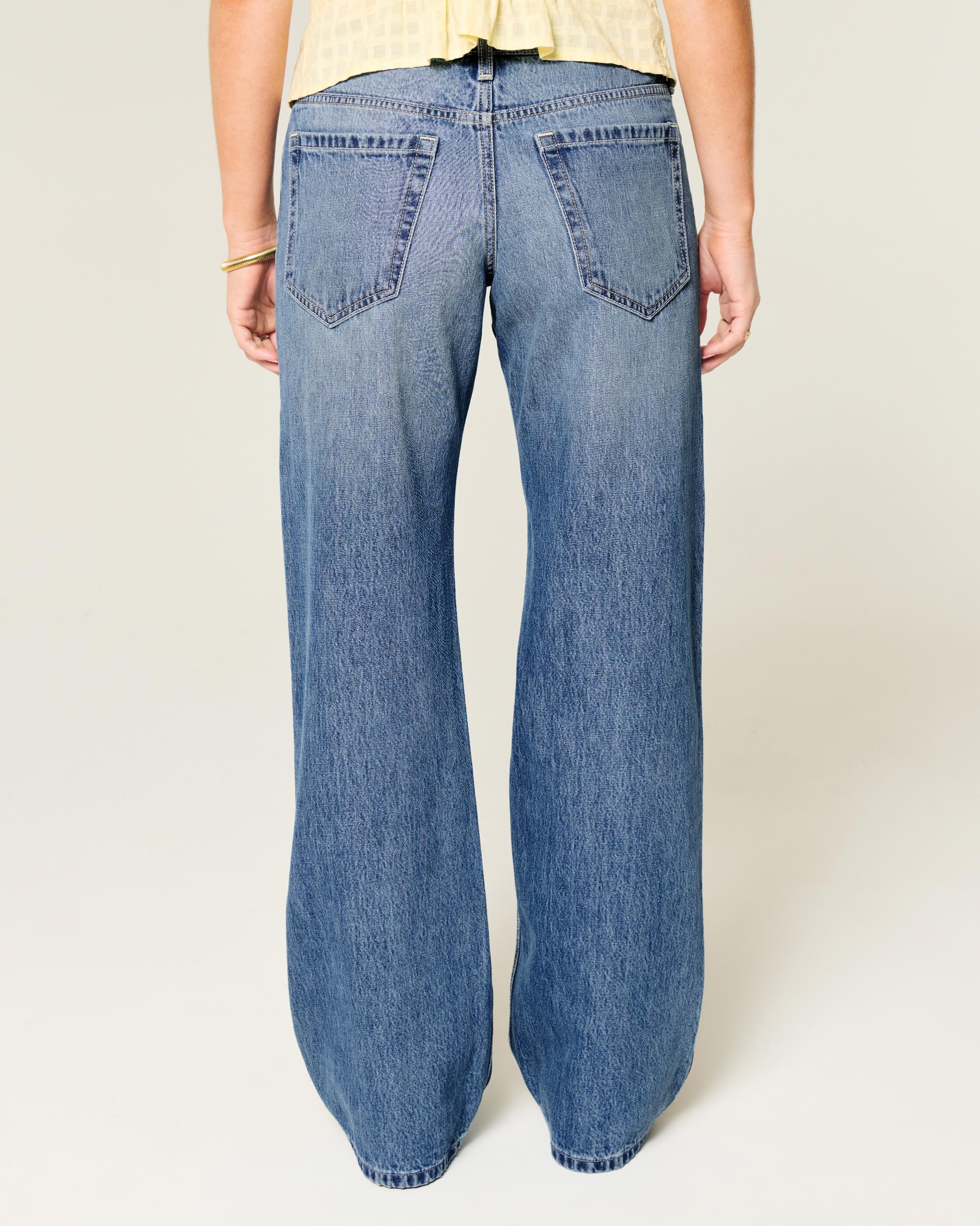 Low-Rise Medium Wash Studded Hearts Baggy Jeans Product Image