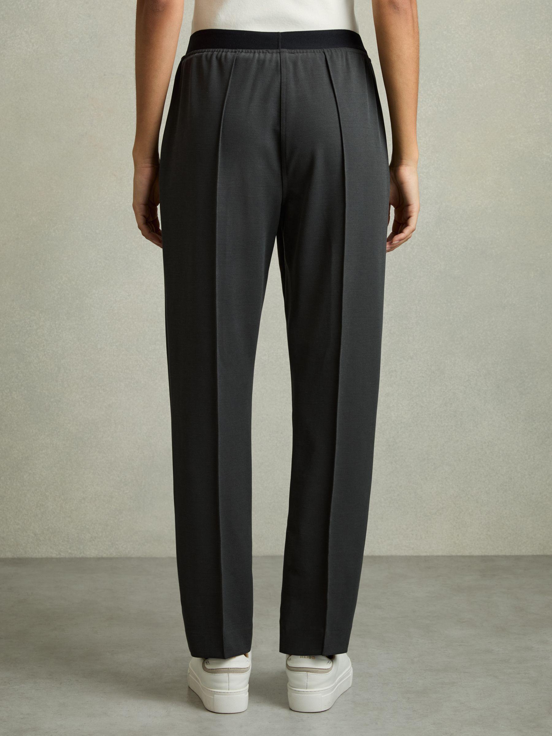 Petite Elasticated-Waistband Tapered Trousers in Charcoal Grey Product Image