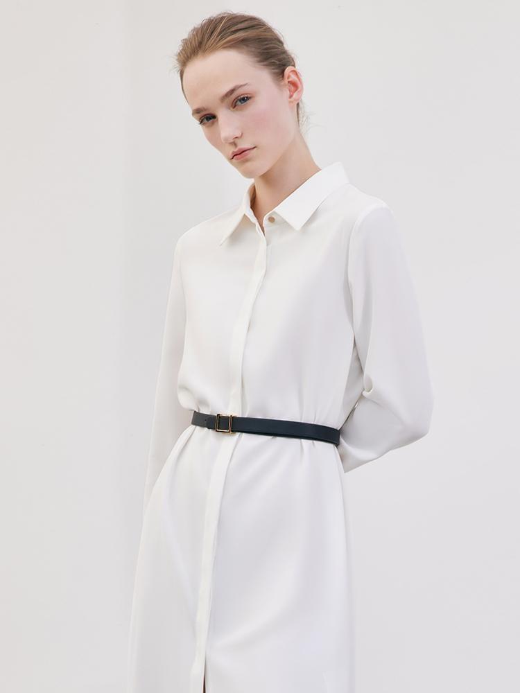 Black Vest Dress And White Women Shirt Dress Two-Piece Set Product Image