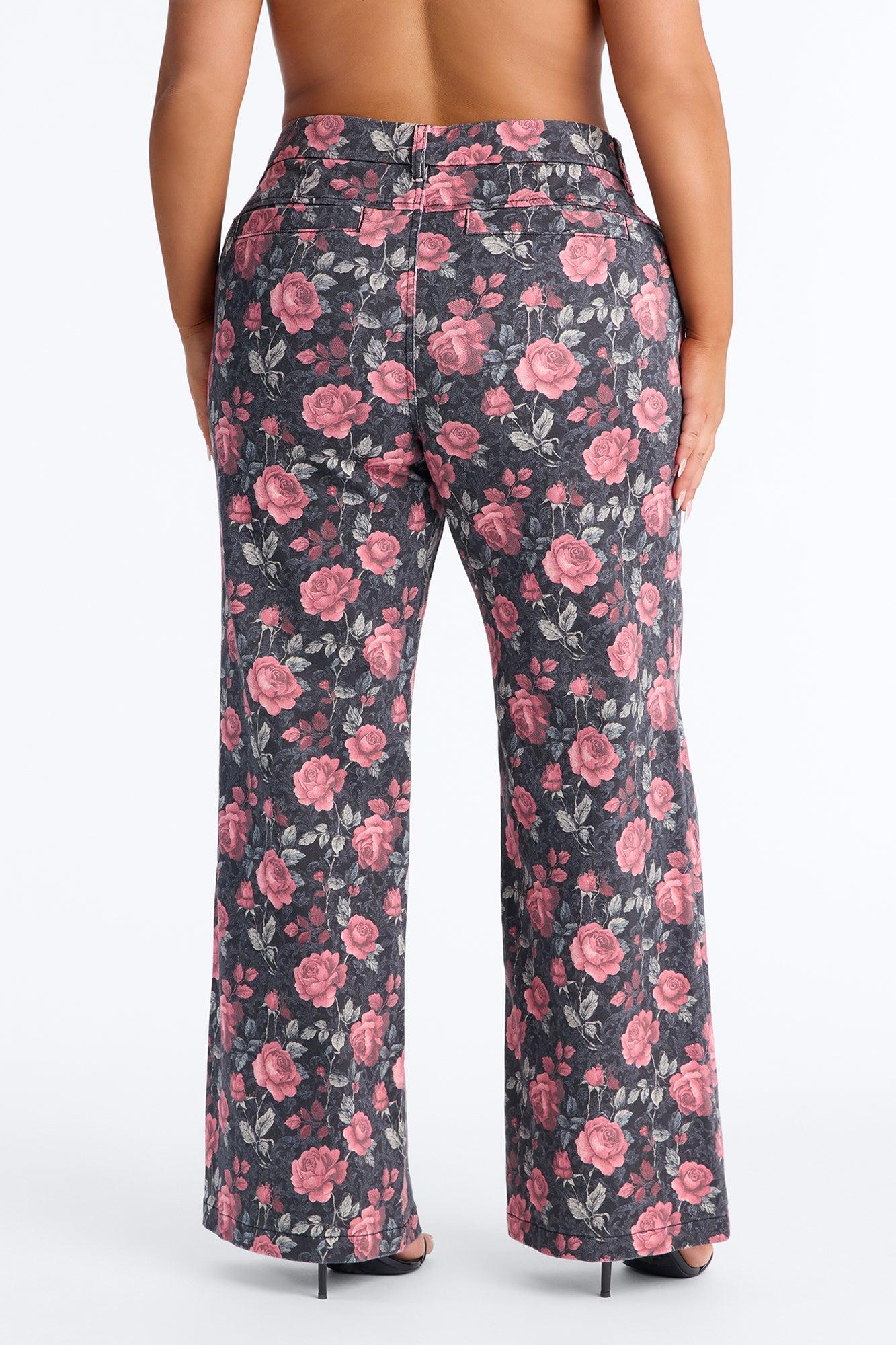 Garden Of Love Trouser Wide Leg Jeans - Black/combo Female Product Image