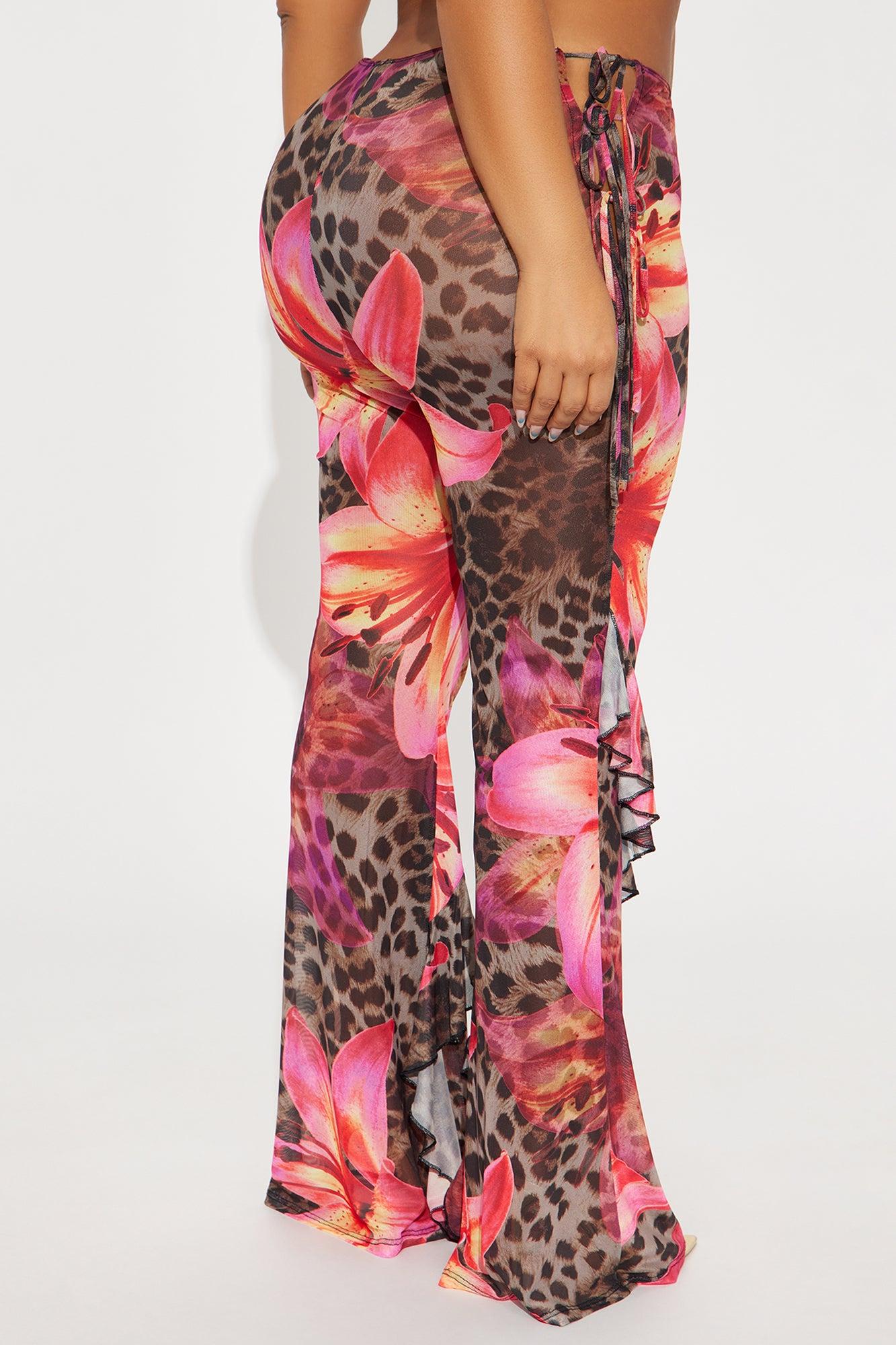 Itati Leopard Mesh Flare Pant - Brown/combo Product Image