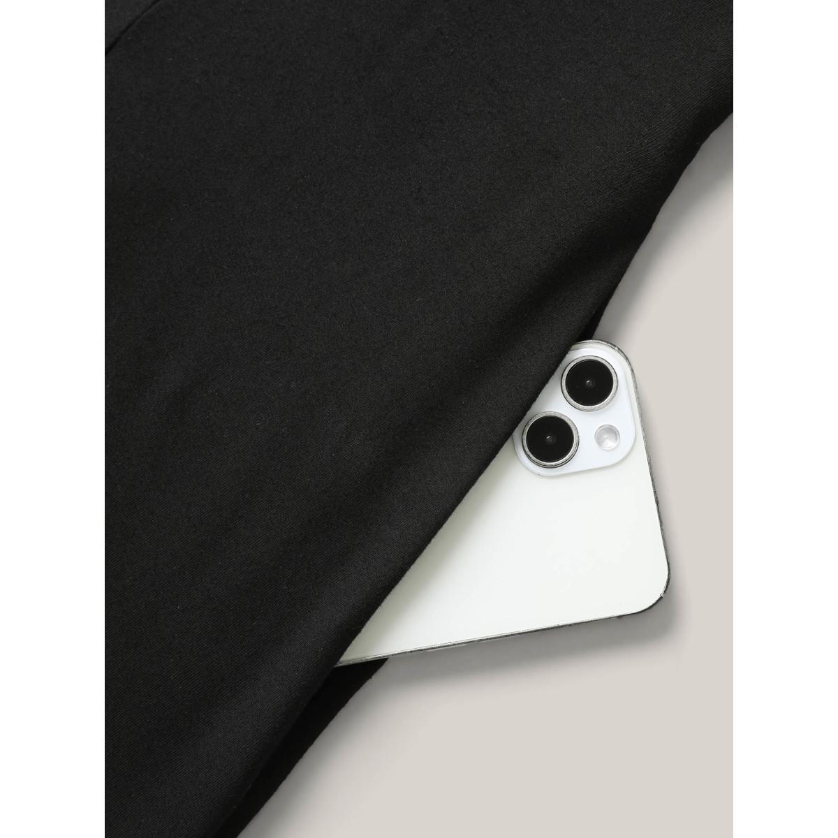 Plus Size Super Stretchy Back-Tie Pockets Midi Dress Black Women Knit Dresses Bloomchic 18-20/2X Product Image