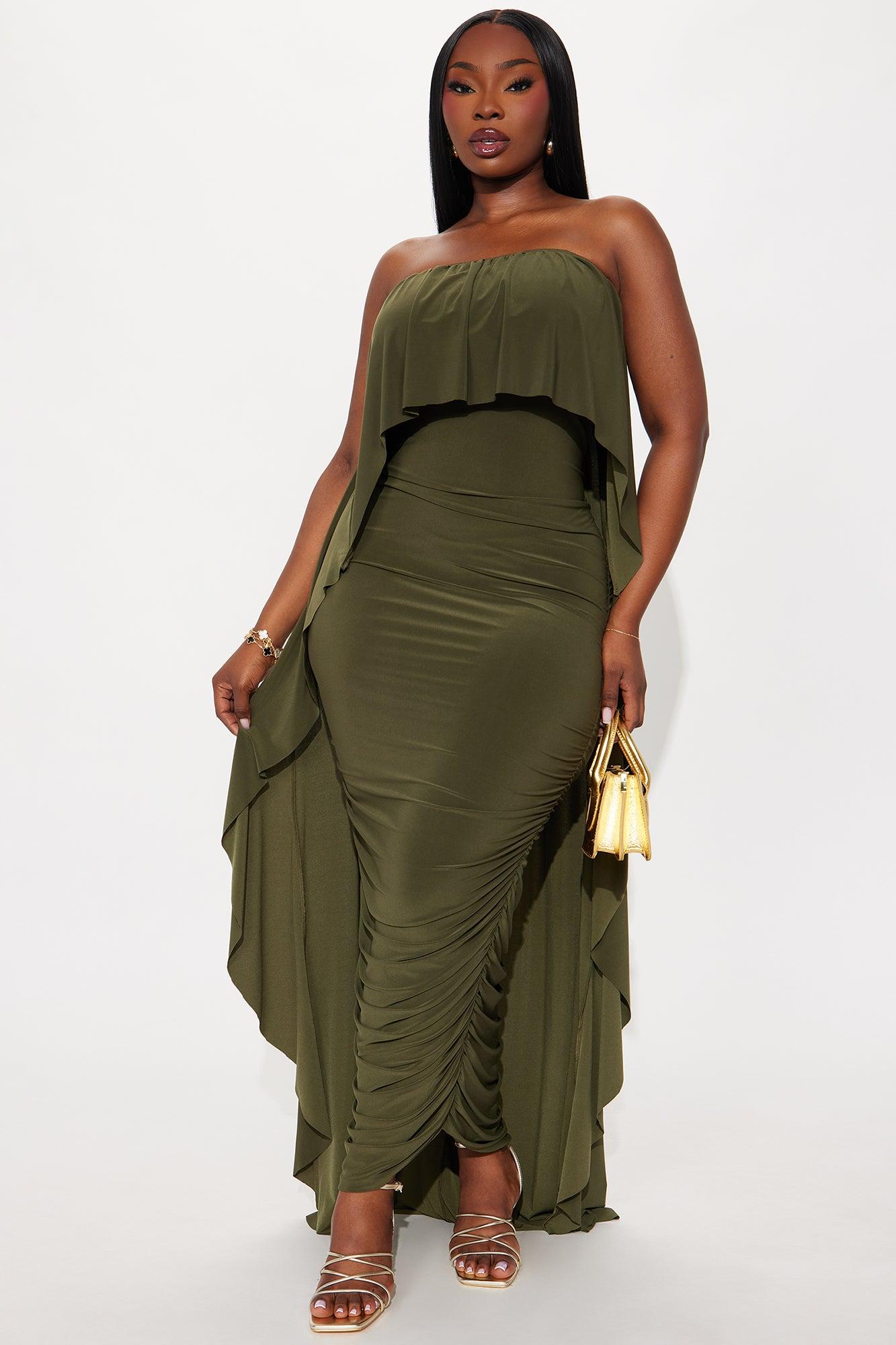 Sammy Ruched Maxi Dress - Olive Female Product Image