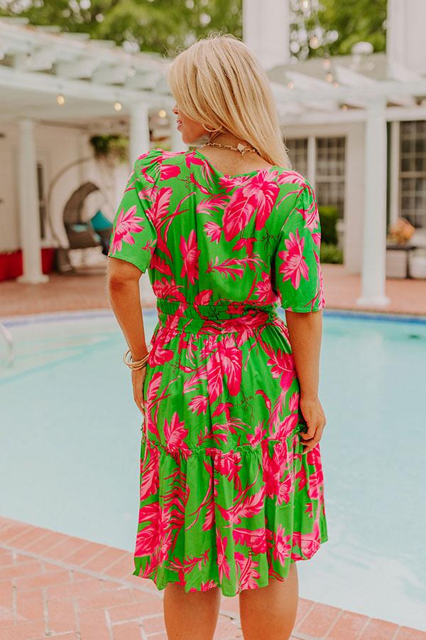 Cruise Trip Ready Floral Mini Dress in Kelly Green Curves Product Image
