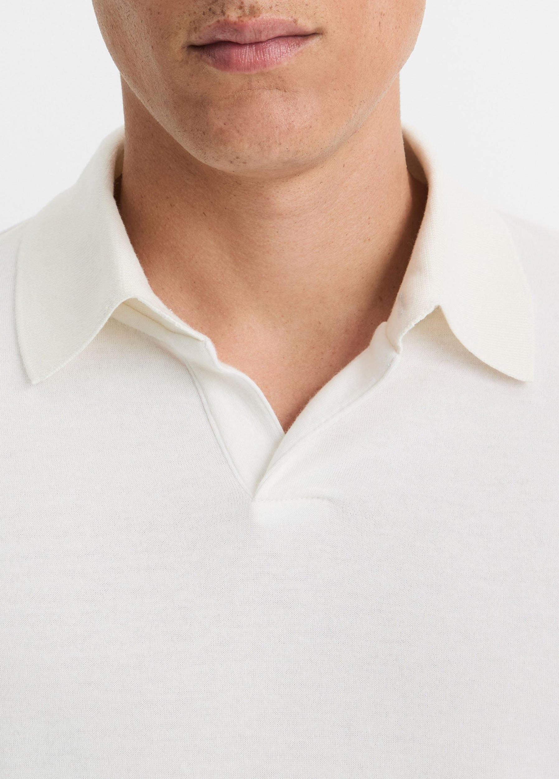Double-Face Cotton-Blend Long-Sleeve Polo Shirt Product Image