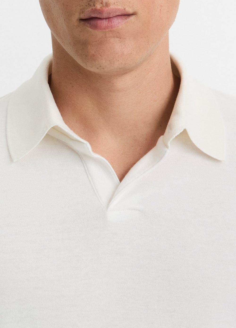 Double-Face Cotton-Blend Long-Sleeve Polo Shirt Product Image