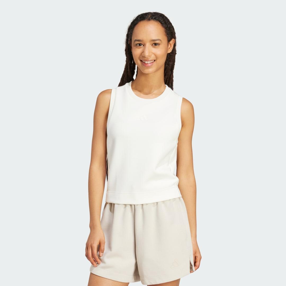 adidas Soft Lux Tank Off White XS Womens Product Image