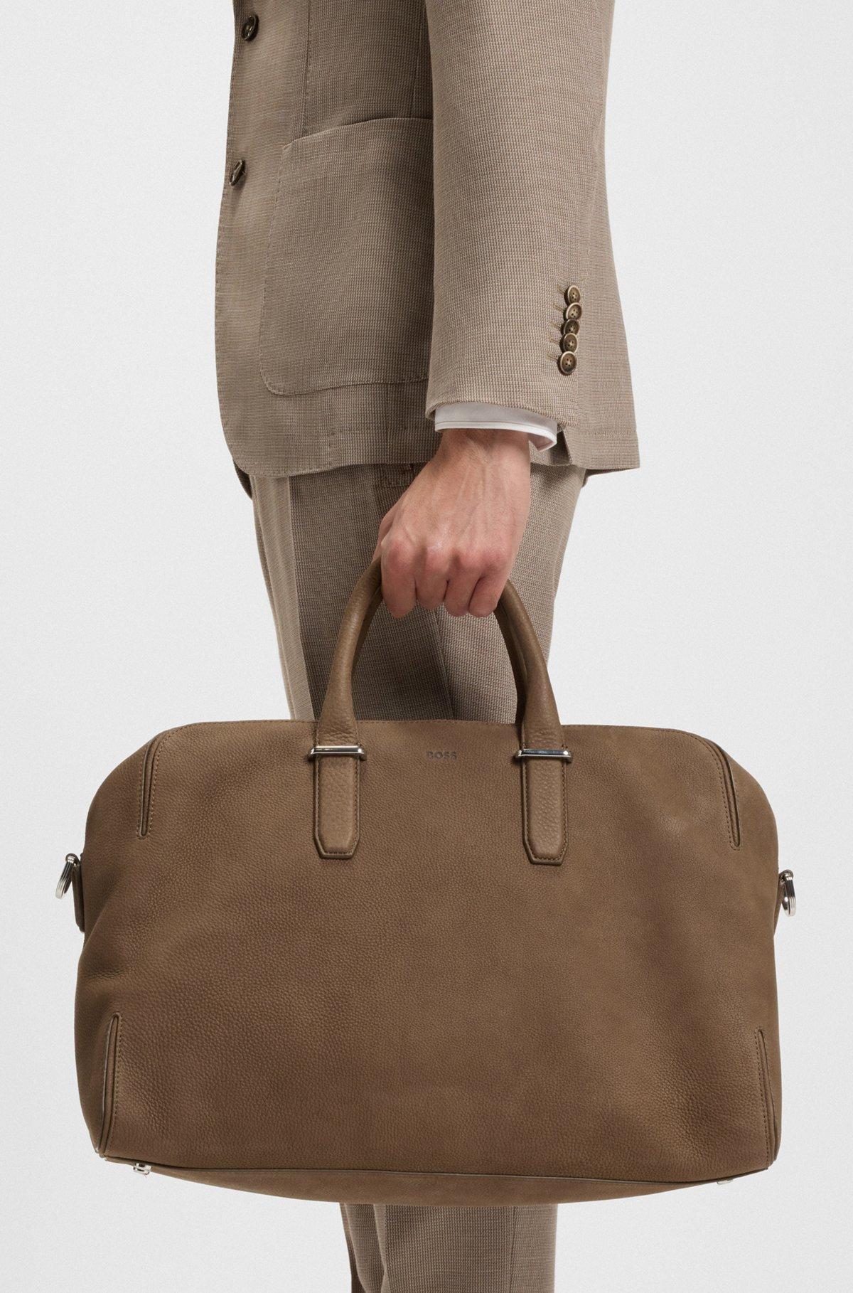 Grained-leather holdall with embossed logo Product Image