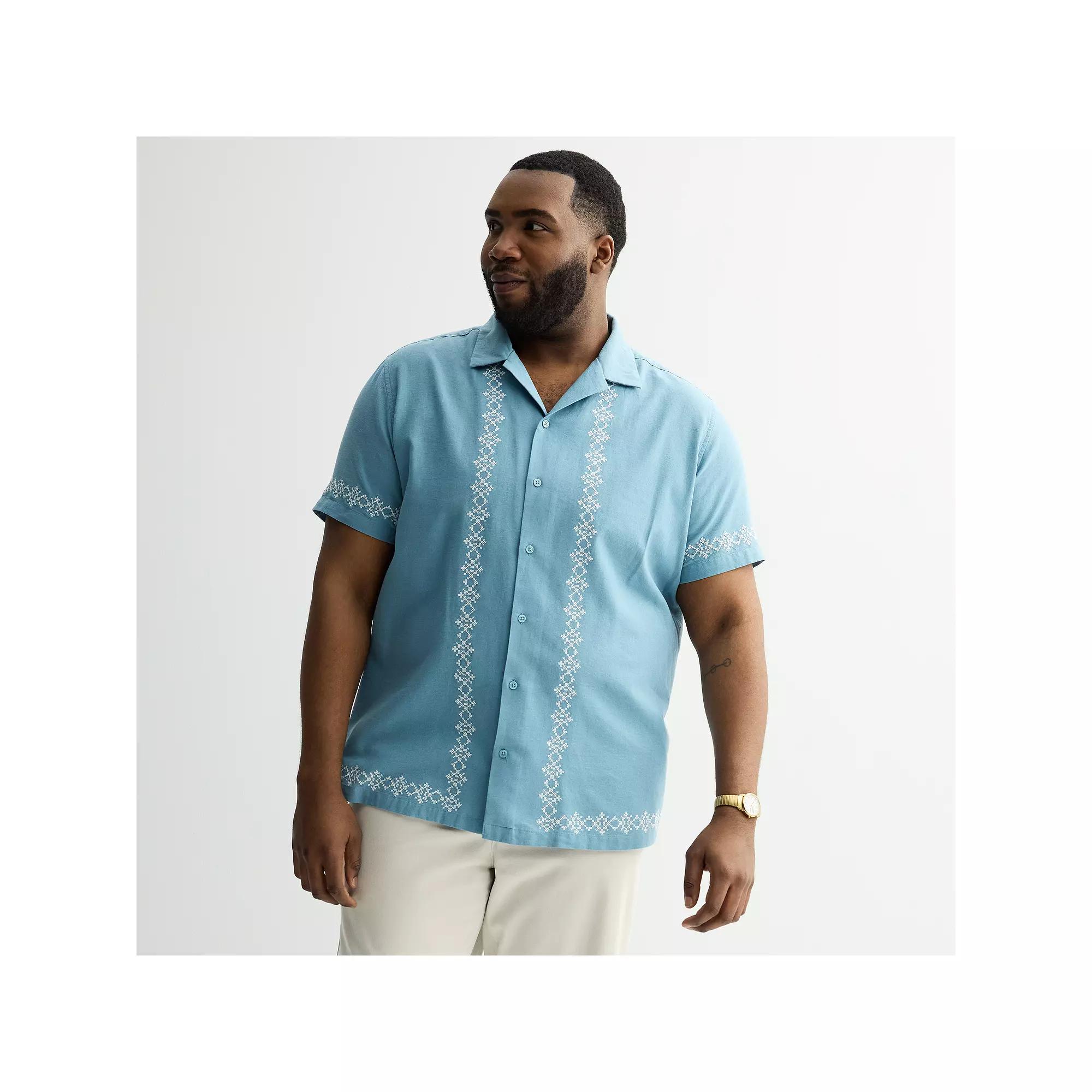 Big & Tall Apt. 9® Short Sleeve Embroidered Pattern Camp Collar Shirt, Men's,  Product Image