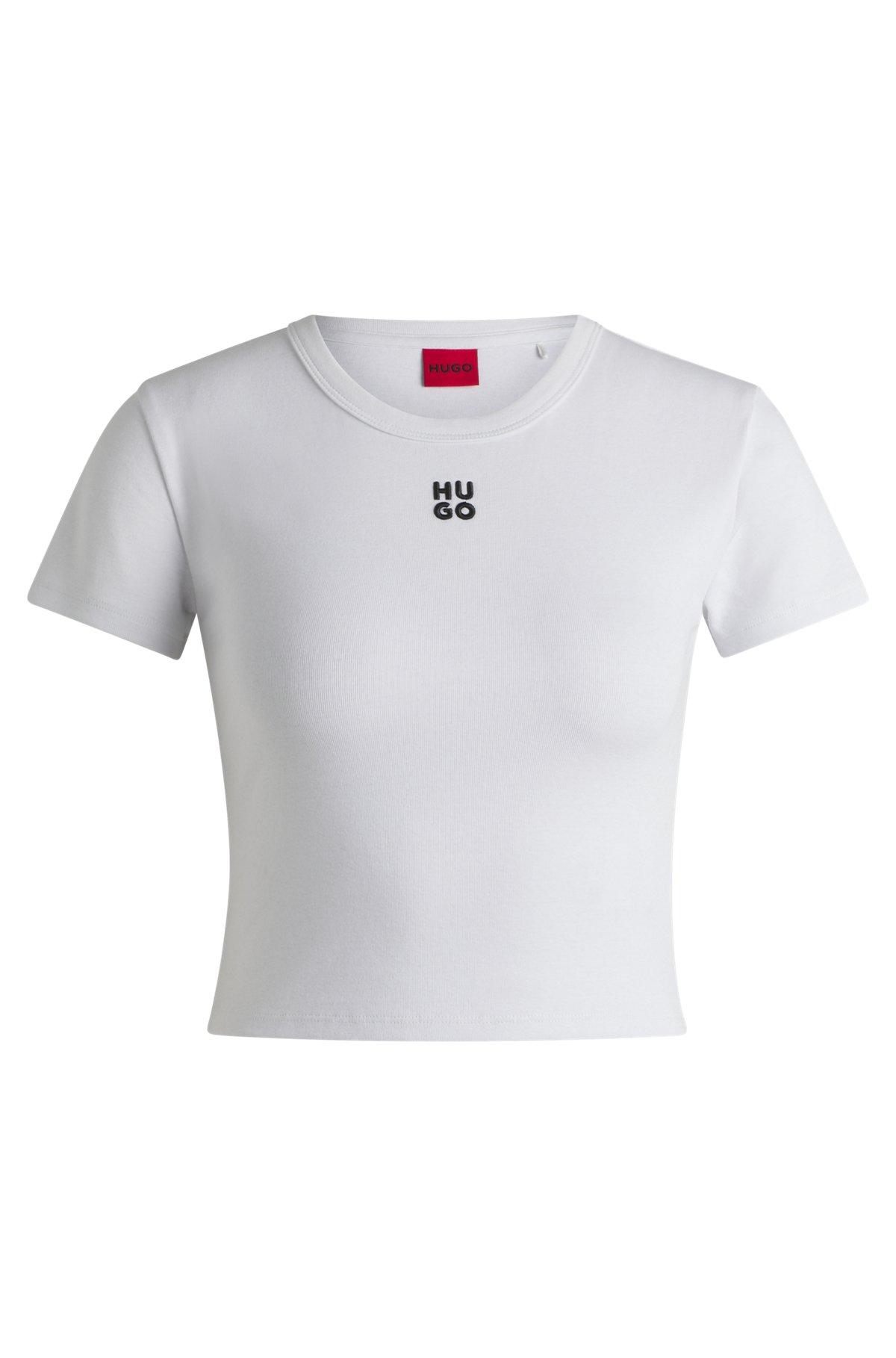 Stacked-logo cropped slim-fit T-shirt in a cotton blend Product Image
