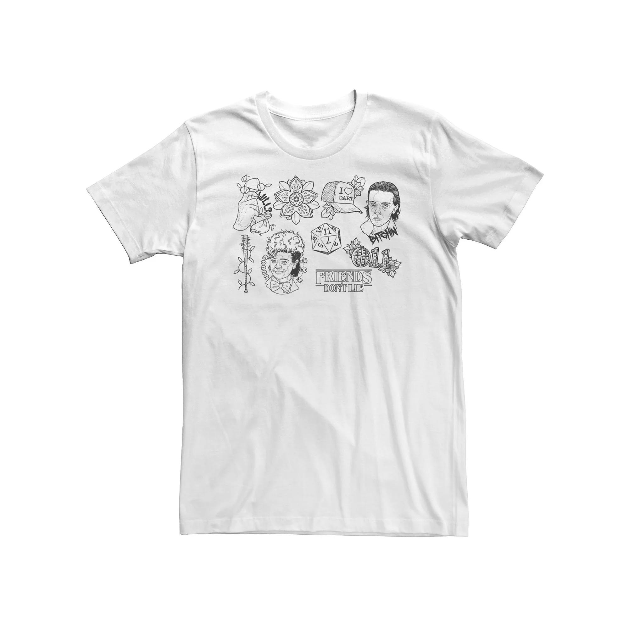 Big & Tall Netflix Stranger Things Day Friends Don't Lie Doodles Tee, Men's,  Product Image