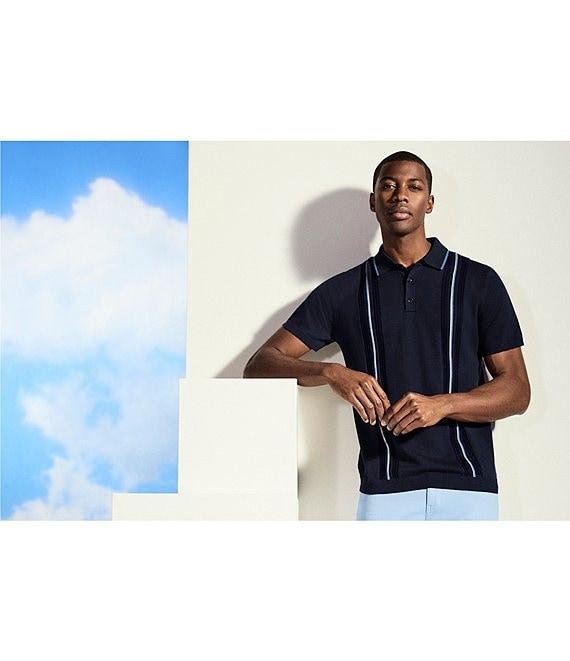 Perry Ellis Vertical Stripe Short Sleeve Polo Shirt Product Image