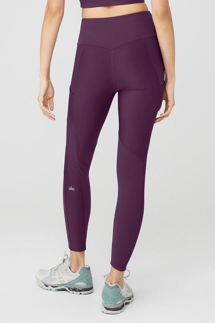 Ribbed Airlift High-Waist 7/8 Enchanted Legging - Dark Plum Product Image