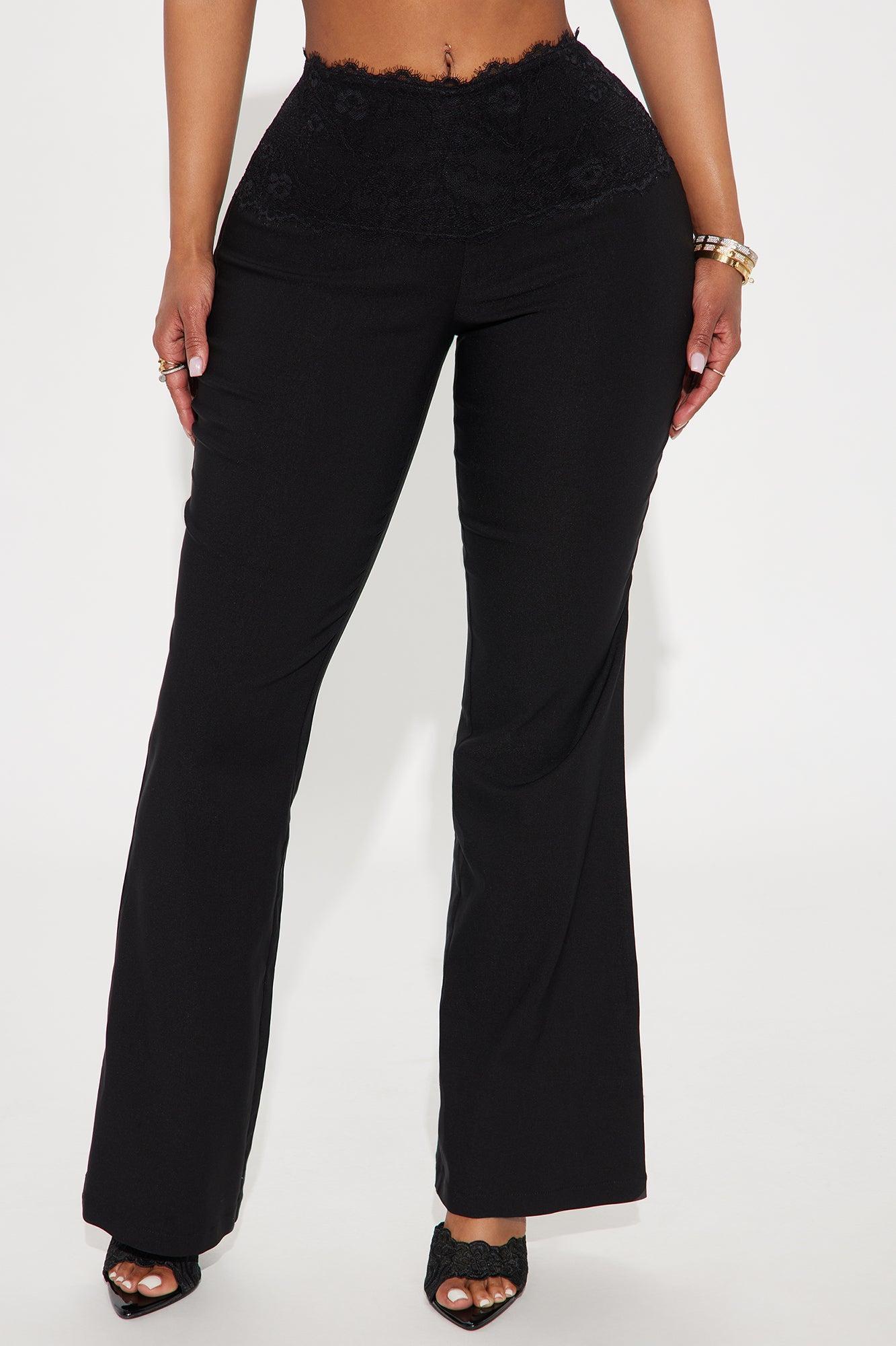 Now You Know Lace Trim Flare Pant - Black Product Image