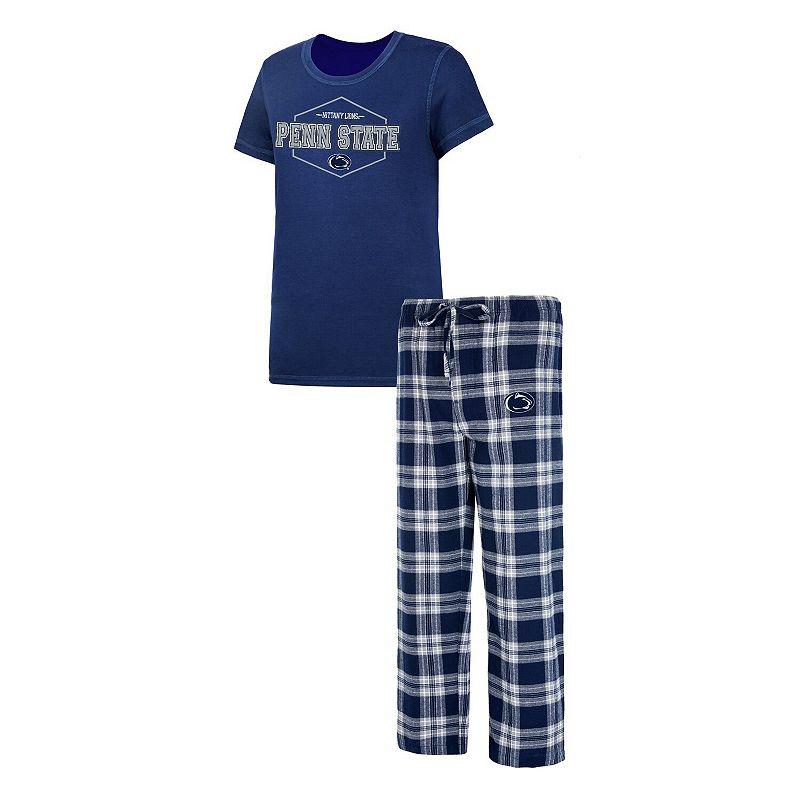 Women's Concepts Sport Navy/Gray Penn State Nittany Lions Badge T-Shirt & Flannel Pants Sleep Set, Size: 2XL, Blue Product Image