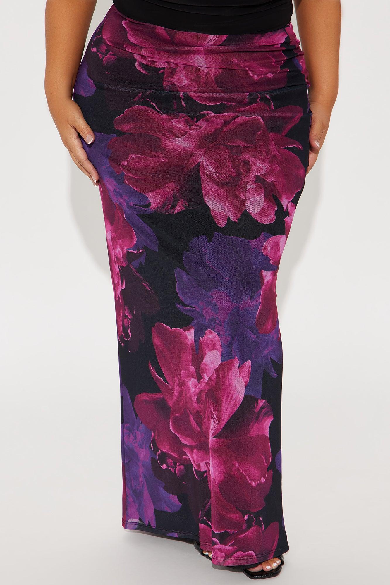 Midnight Bloom Mesh Maxi Skirt - Black/combo Product Image