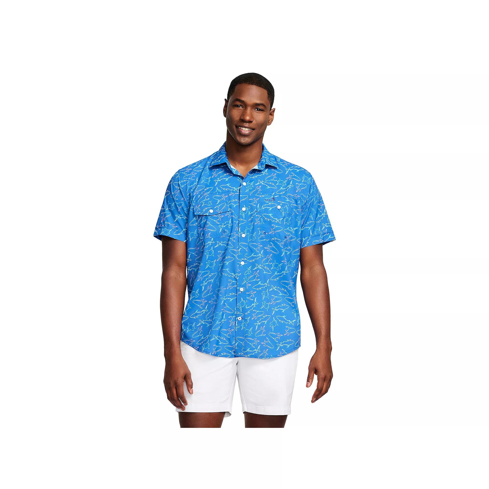Men's IZOD Sunshield Performance Short Sleeve Button Down Shirt, Size: Medium, Sharks Product Image