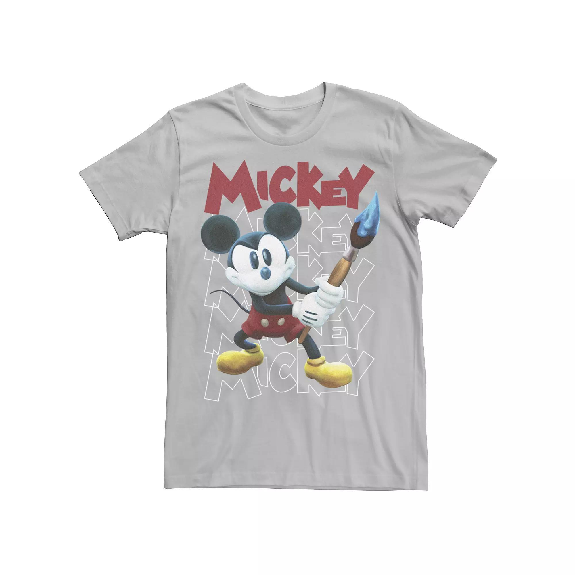 Disney's Epic Mickey Men's Portrait Word Stack Tee, Size: Large, Silver Product Image
