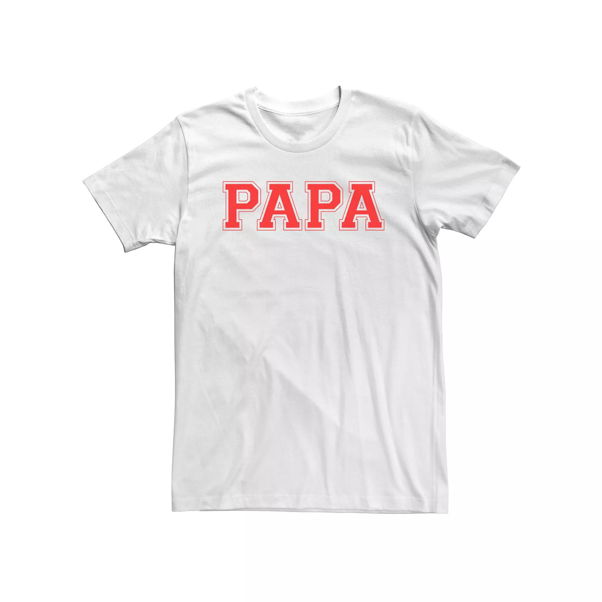 Big & Tall Father's Day Papa Collegiate Outlined Block Letters Tee, Men's,  Product Image