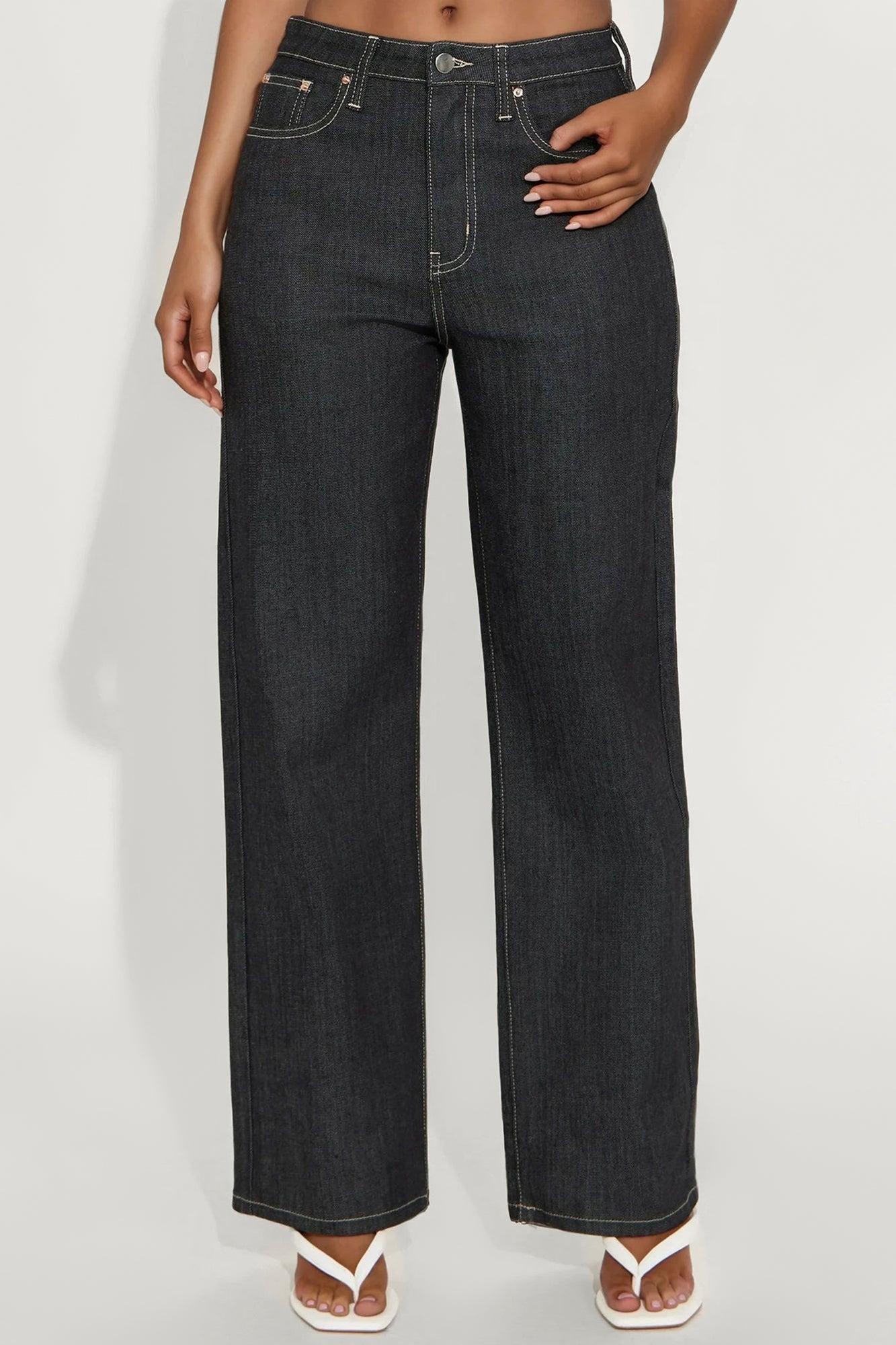 CiCi Stretch Tailored Straight Leg Jeans - Black Female Product Image