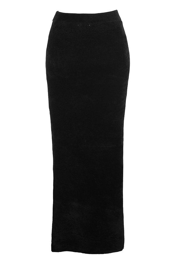 Rene  black chenille maxi skirt - sale Product Image