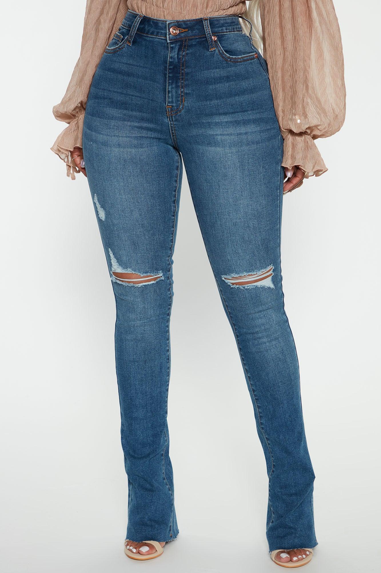 Best Stretch Ripped High Rise Bootcut Jeans - Dark Wash Product Image