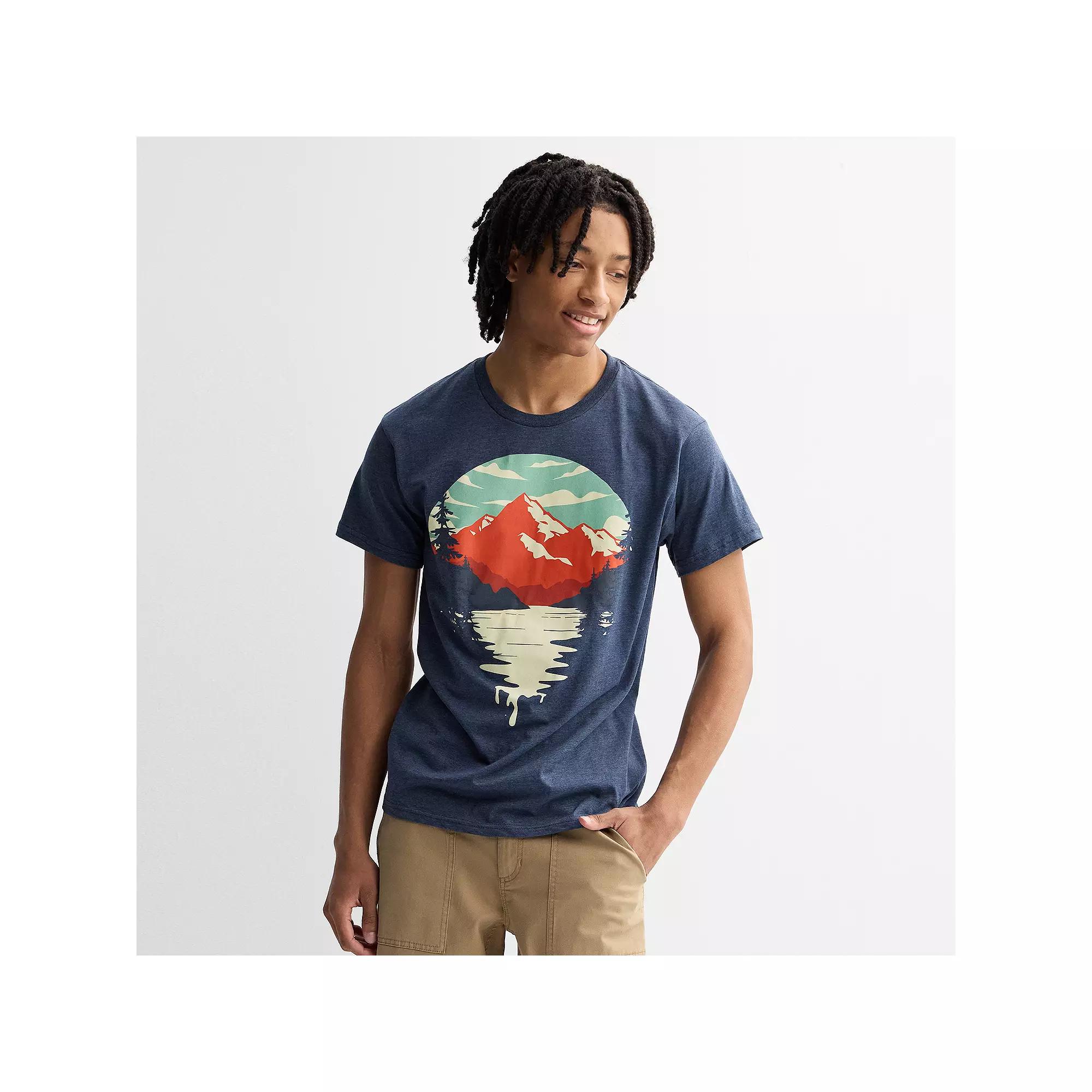 Men's Moutain Range Scene Graphic Tee, Size: XXL, Navy Grey Product Image