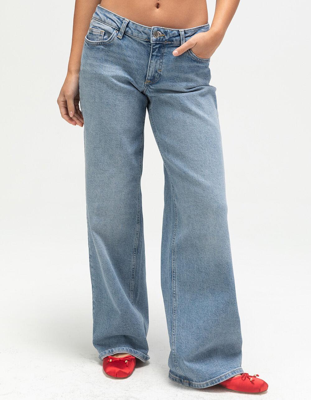 ONLY Juicy Womens Low Waist Wide Leg Jeans - DENIM Product Image