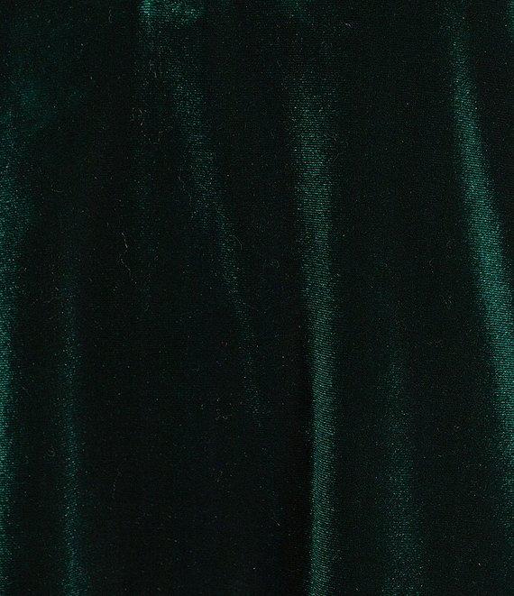 Intro Silky Velvet Split V-Neck 3/4 Flounce Ruffle Sleeve Blouse Product Image