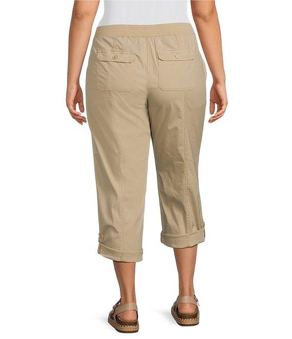 Intro Plus Size Stretch Poplin Adjustable Length Pull-On Cargo Pants Product Image