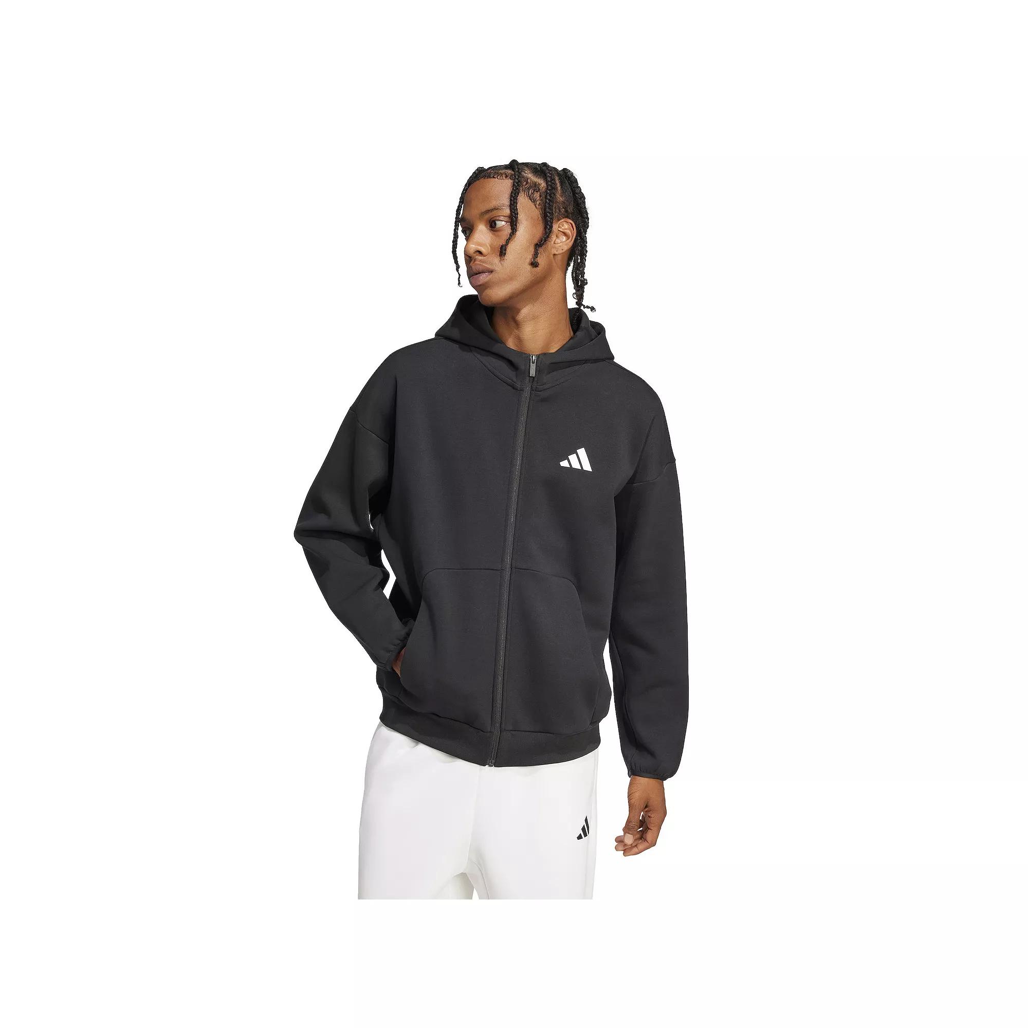 Men's adidas Future Icons Small Logo Full-Zip Sportswear Hoodie, Size: XL, Black Product Image