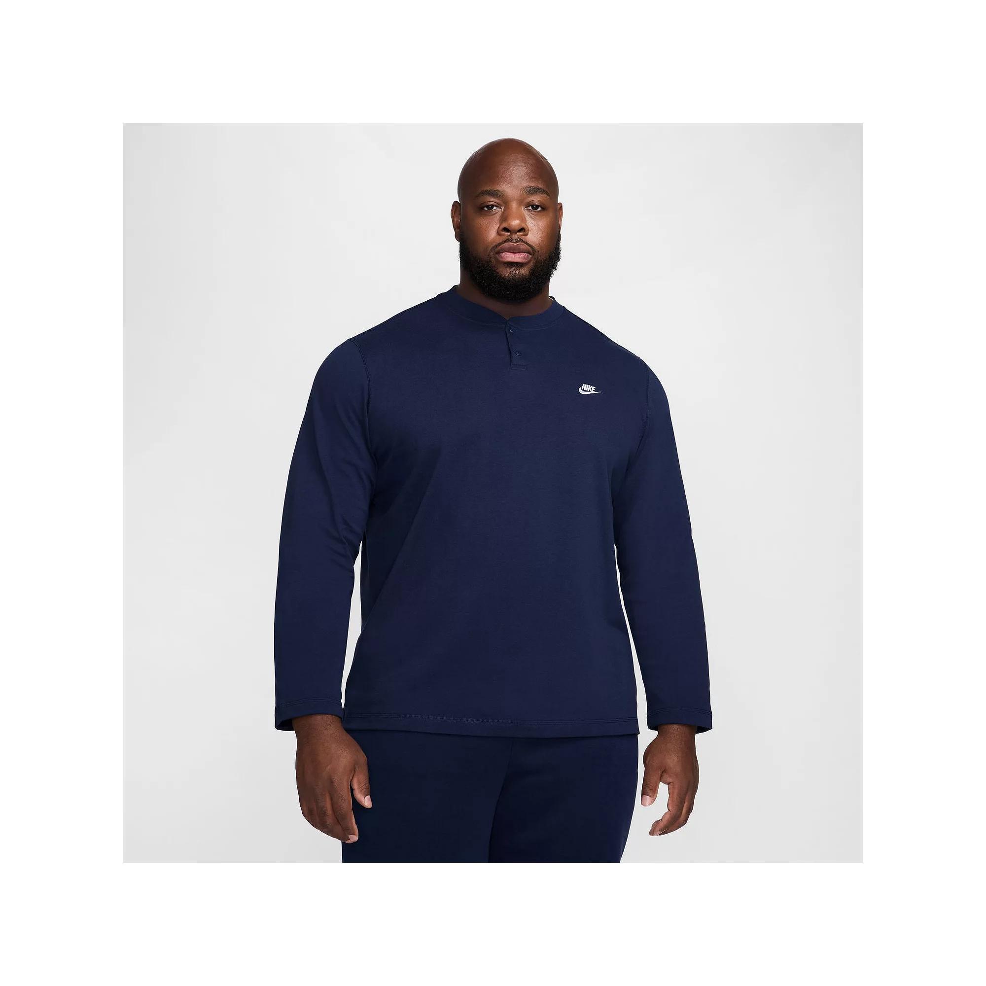 Men's Nike Club Fleece Long Sleeve Henley,  Product Image