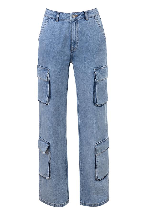 Ria  blue washed utility jeans Product Image