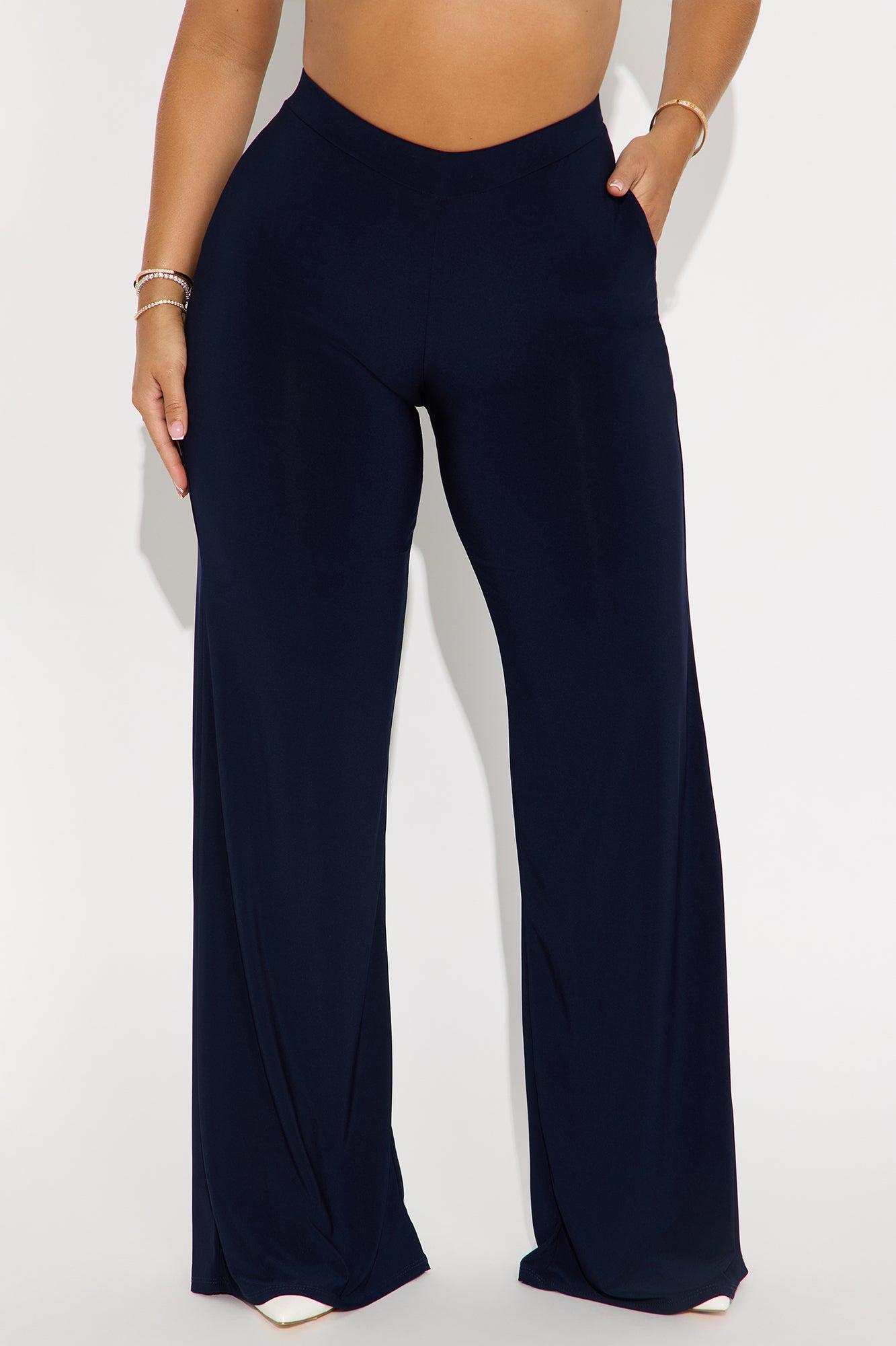 Promise Me Low Rise Wide Leg Travel Pant 33 - Navy Female Product Image