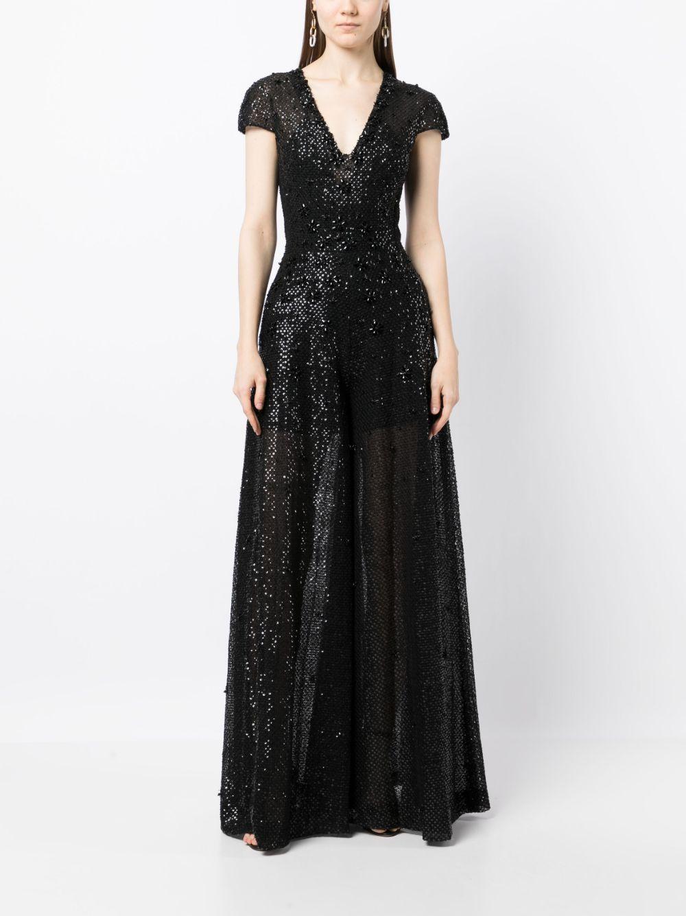 floral-detail sequined jumpsuit Product Image
